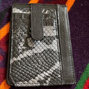 Genuine Leather Wallet Cards ID Change Bills Black/Gray Snap New